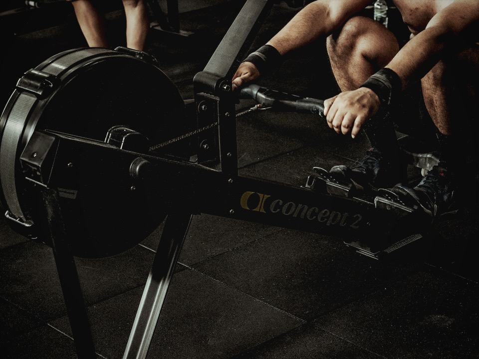 Athlete on a rowing machine