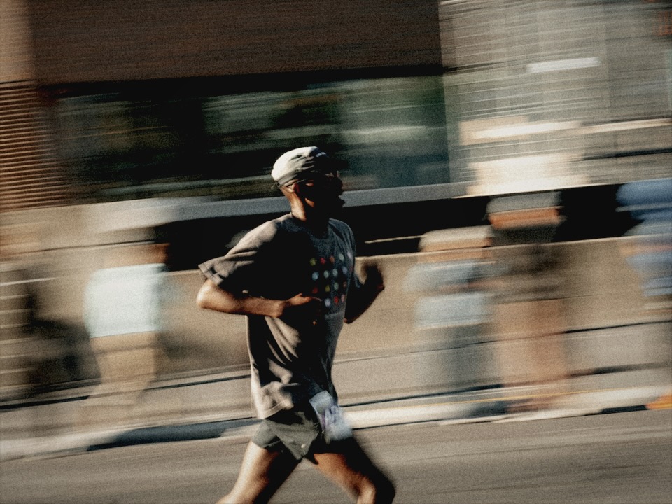 Runner on an indoor track